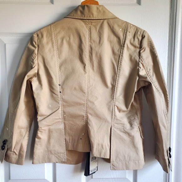 Dsquared2 Womens Cotton Beige Paint Splatter Long Sleeve Jacket Blazer Size 40 - Picture 3 of 15